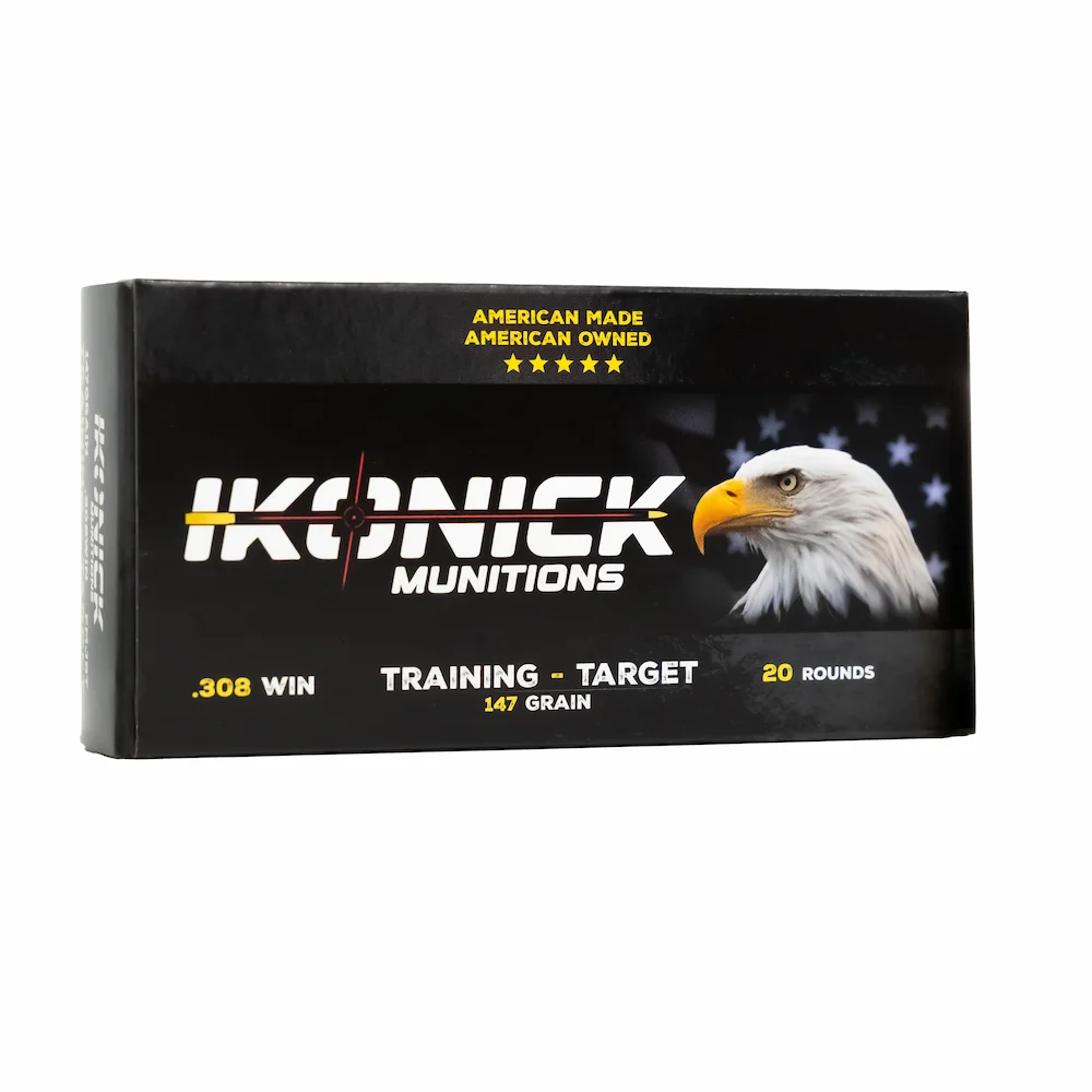 Box of Ikonick USA .308 WIN 147gr FMJBT training ammunition