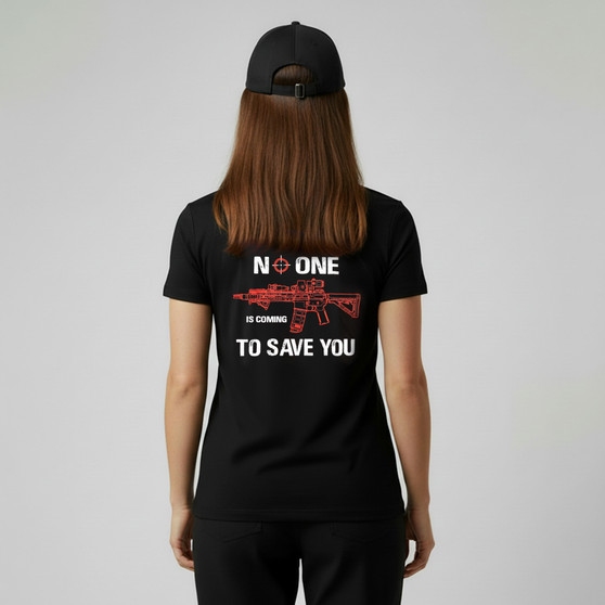 No One To Save You - V-Neck Womens-Black