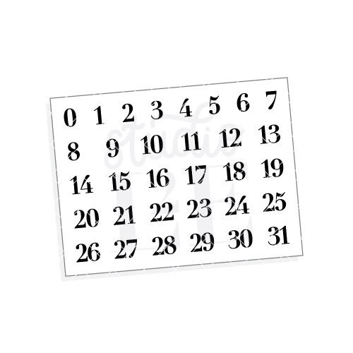 Just Numbers Minimalist Calendar Rubber Stamp, 1-31 Date Stamp