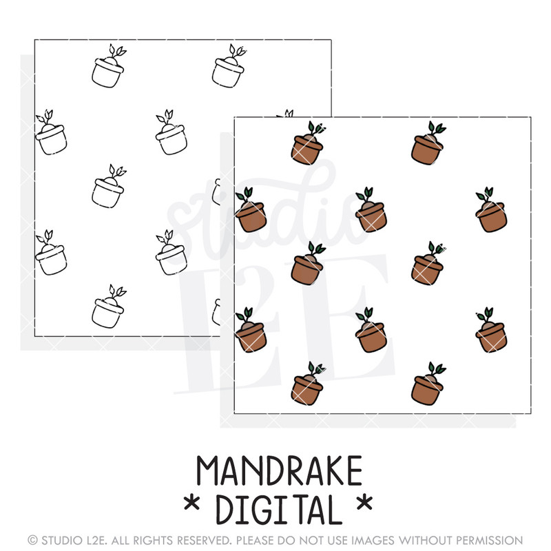 Harry Potter themed mandrake digital paper