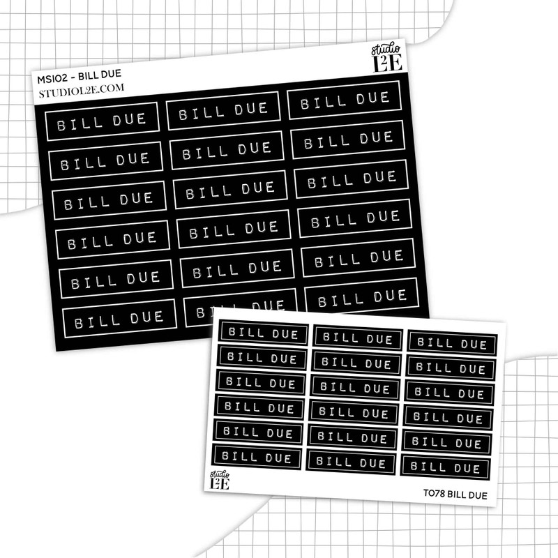 Bill Due embossed planner stickers