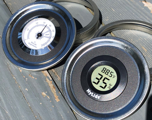 Set of 4 Hygrometer Lids for Wide and Regular Mouth Mason Jars. 