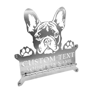 Custom French Bulldog Key Ring Holder with Personalized Text – 18-Gauge Brushed Stainless Steel