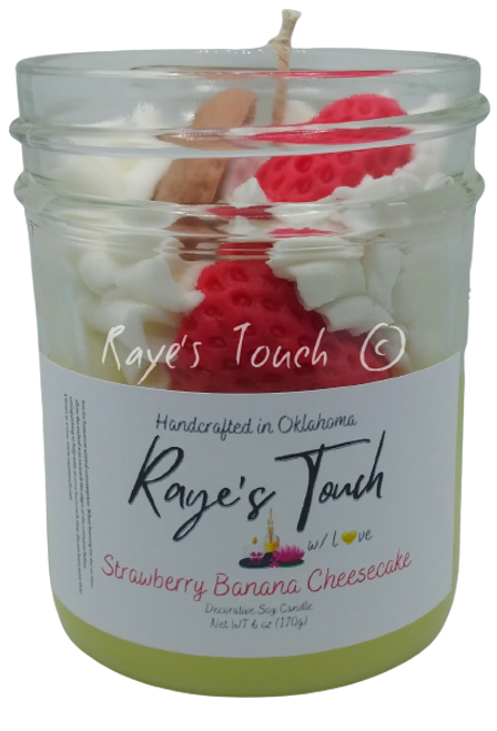 Raye's Touch original scent Strawberry Banana Cheesecake 6 oz Decorative Candle