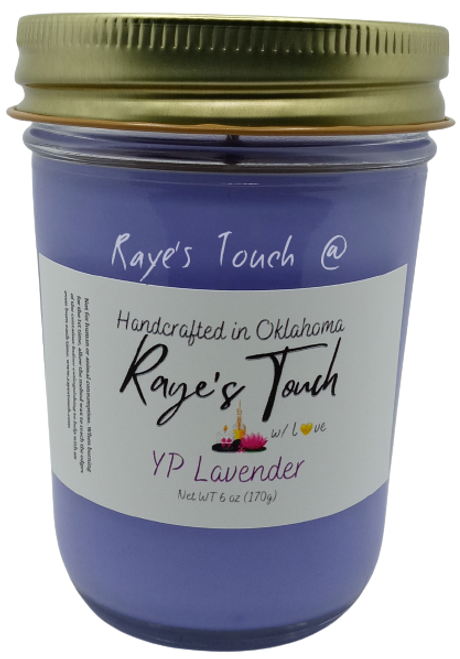 Raye's Touch original scent YP Lavender 6 oz Candle w/ Lid