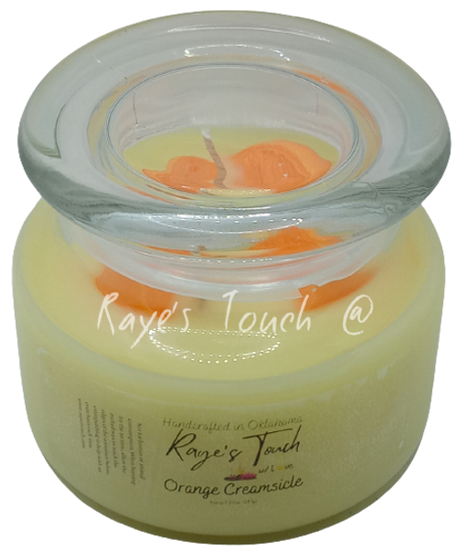 Raye's Touch original scent Orange Creamsicle 2-Wick Decorative 10 oz Candle w/Lid