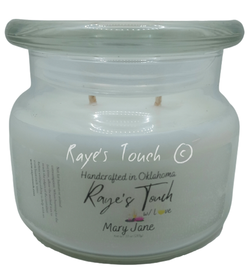 Raye's Touch original scent Mary Jane 2-Wick 10 oz Candle w/Lid