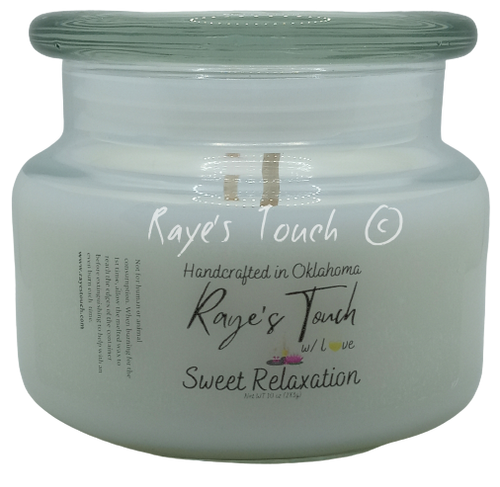 Raye's Touch original Aromatherapy scent Sweet Relaxation 2-Wick 10 oz Candle w/ Lid