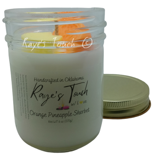 Raye's Touch original scent Orange Pineapple Sherbet 6 oz Decorative Candle