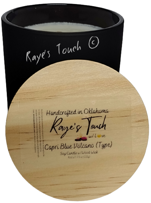 Raye's Touch Capri Blue Volcano (Type) 7.5 oz Soy Candle w/ Wood Wick