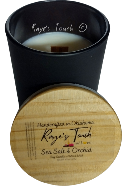 Raye's Touch 4.5 oz Sea Salt & Orchid Soy Candle w/ Wood Wick