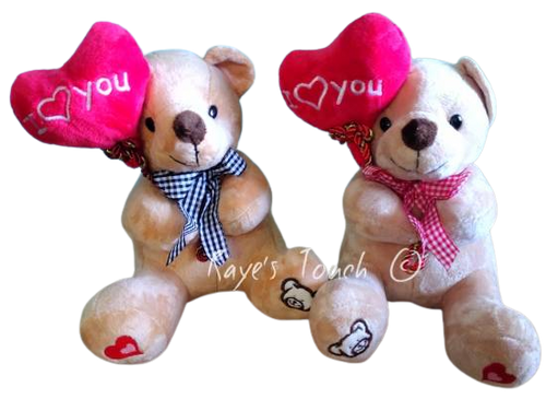 Raye's Touch 8" Plush Teddy Bear w/ I Love You Balloon wearing a bow tie.