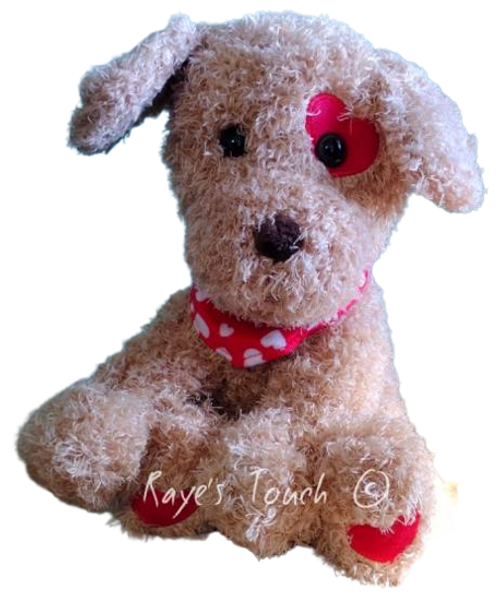 Raye's Touch 10" Plush Fuzzy Puppy w/ Red Bandana