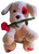 10" Plush Puppy Dog sitting w/ a Red Rose in his or her mouth & a red heart over one eye and both paws.