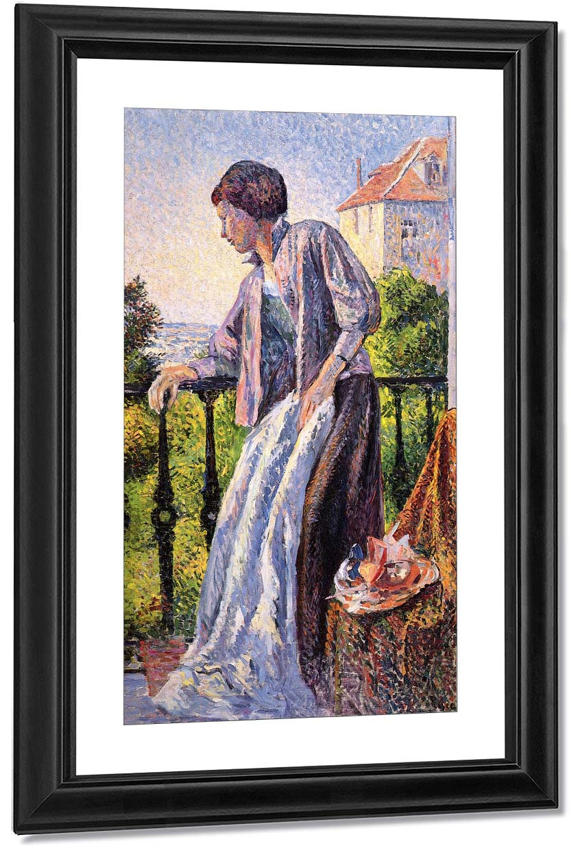 Madame Luce On The Balcony By Maximilien Luce Print or Painting