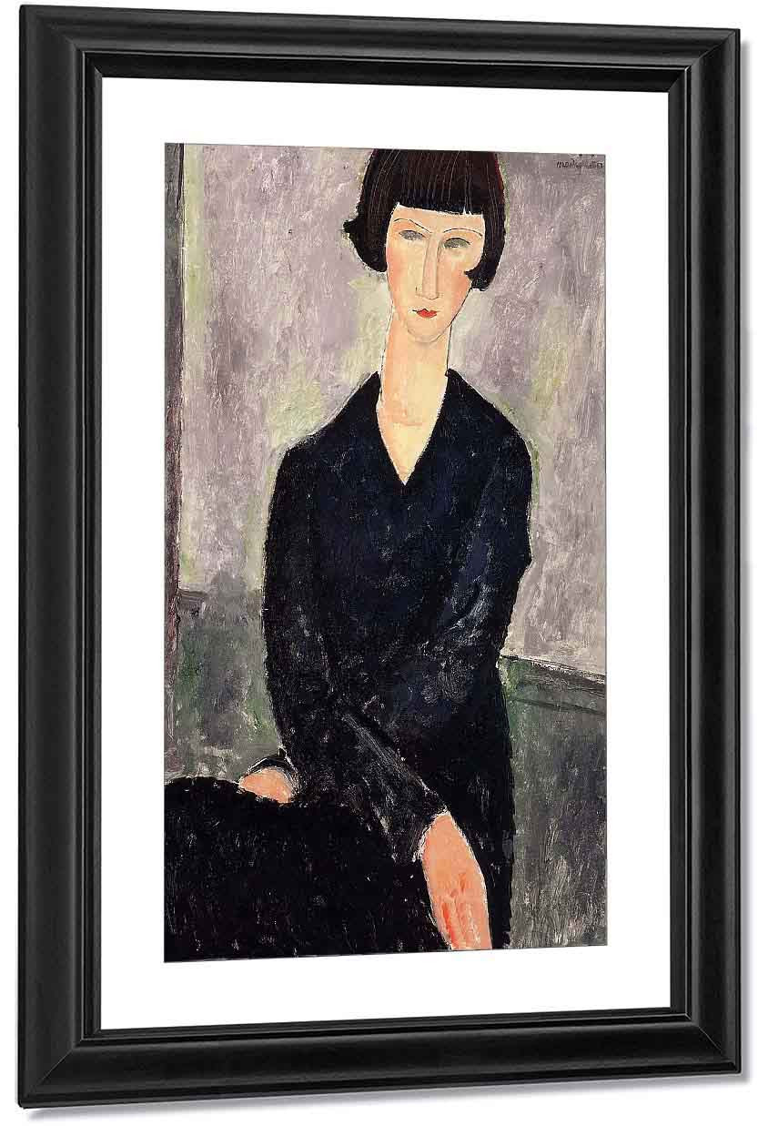 アールビバン　版画　BLACK DRESS マニャ子　特価品 The Black Dress By Amedeo Modigliani Print or Painting Reproduction