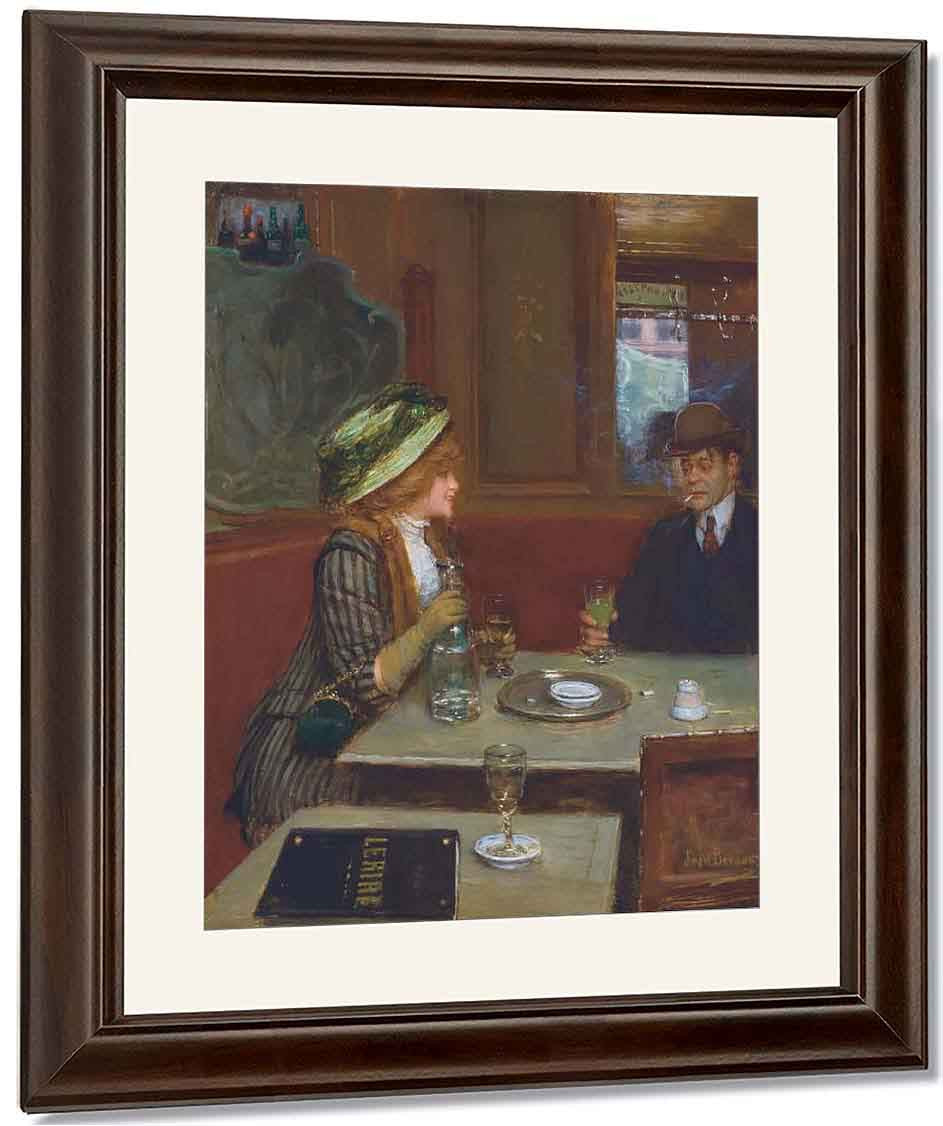 Jean Beraud、Scene de Bistro、希少画集より、新品額装付 At The Bistro By Jean Georges Beraud Reproduction