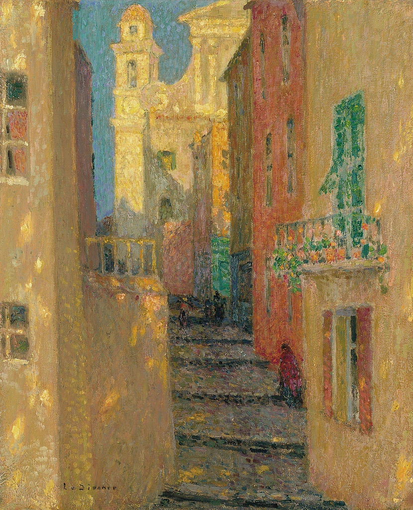 Henri le Sidaner、超希少画・海外レゾネ、新品高級額・額装付 La Rue De L'eglise Villefranche Sur Mer By Henri Le Sidaner