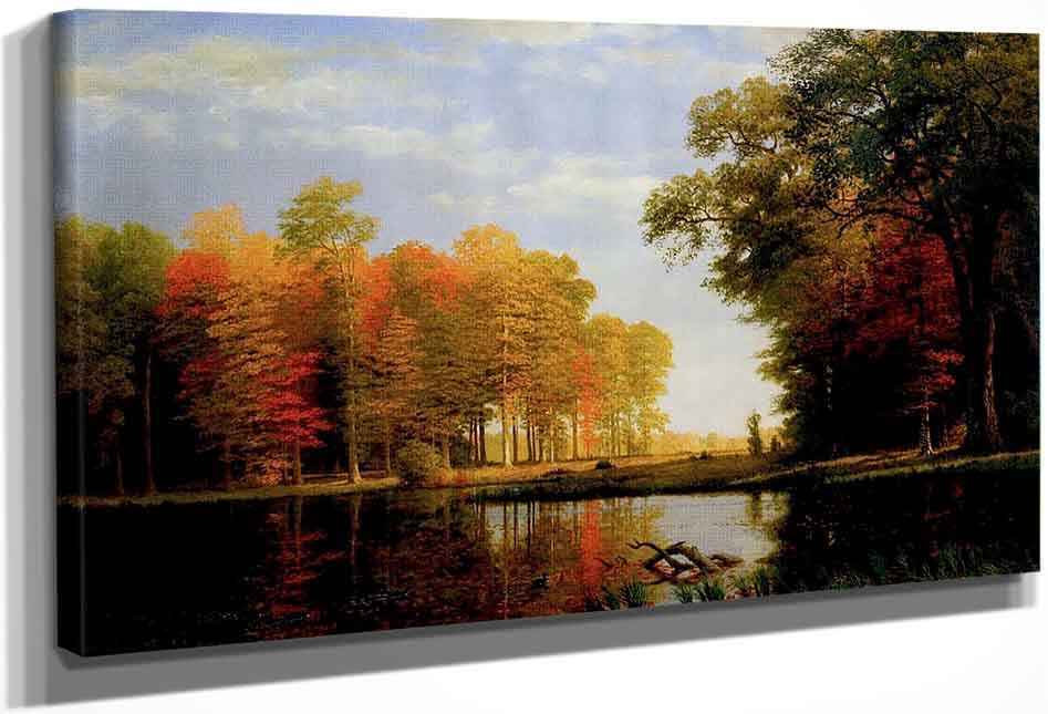 Autumn Woods By Albert Bierstadt Print or Oil Painting