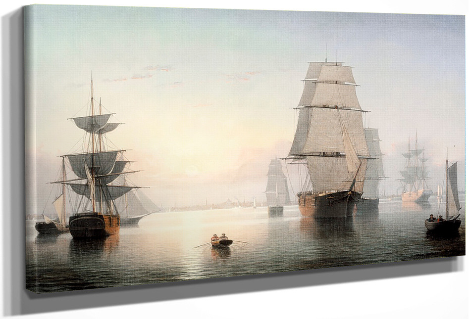 Boston Harbor, Sunset By Fitz Henry Lane Print or Oil Painting