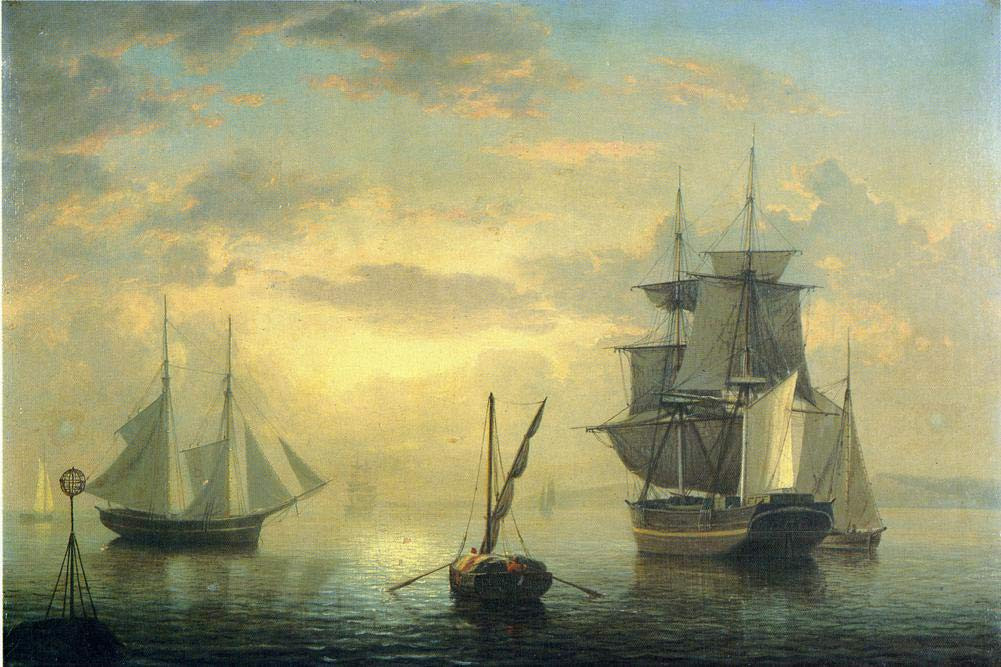 Ships In Harbor By Fitz Henry Lane Print or Oil Painting