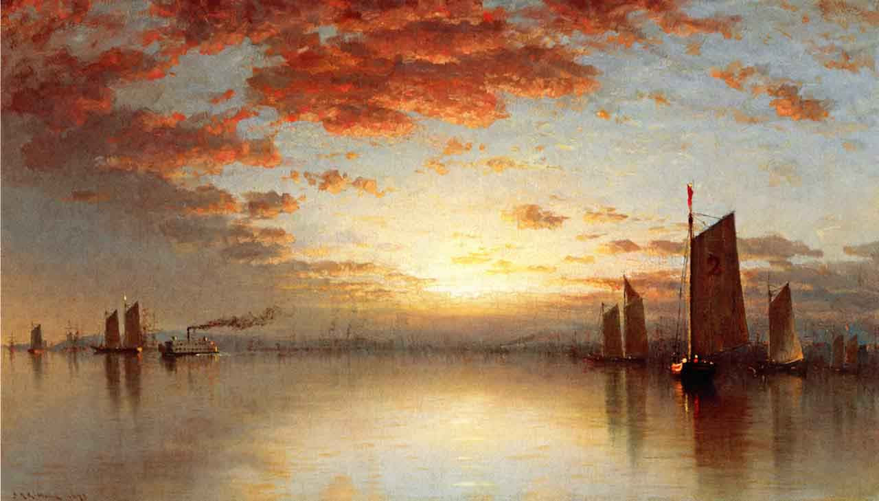 Sunset Over New York Bay By Sanford Robinson Gifford Print or Oil
