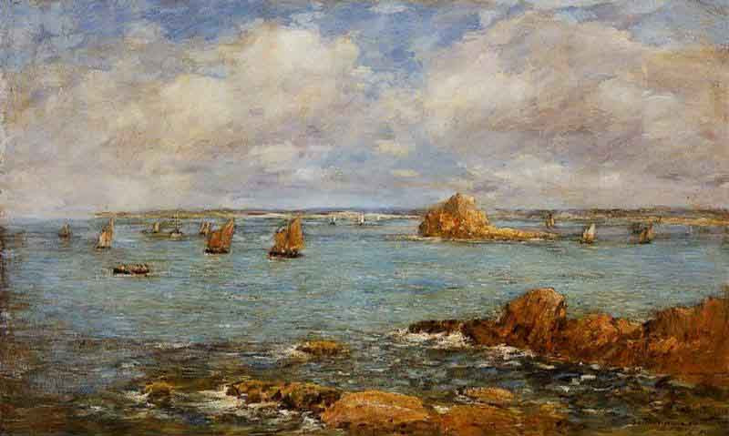 Luis Eugene Boudin 油彩画 海辺の風景 Luis Eugene Boudin 油彩画 海辺の風景 Luis Eugene Boudin 油彩画
