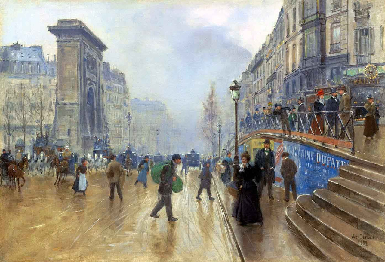 Jean Beraud、Le boulevard Saint-Denis a Jean Beraud Le Boulevard Saint-Denis À Paris 1899 Wall Art Canvas