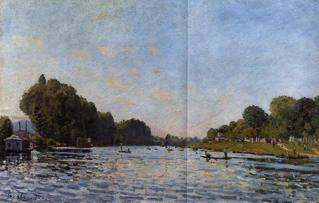 シスレー、ALFRED SISLEY The Seine At Bougival 55 By Alfred Sisley Print or Oil Painting