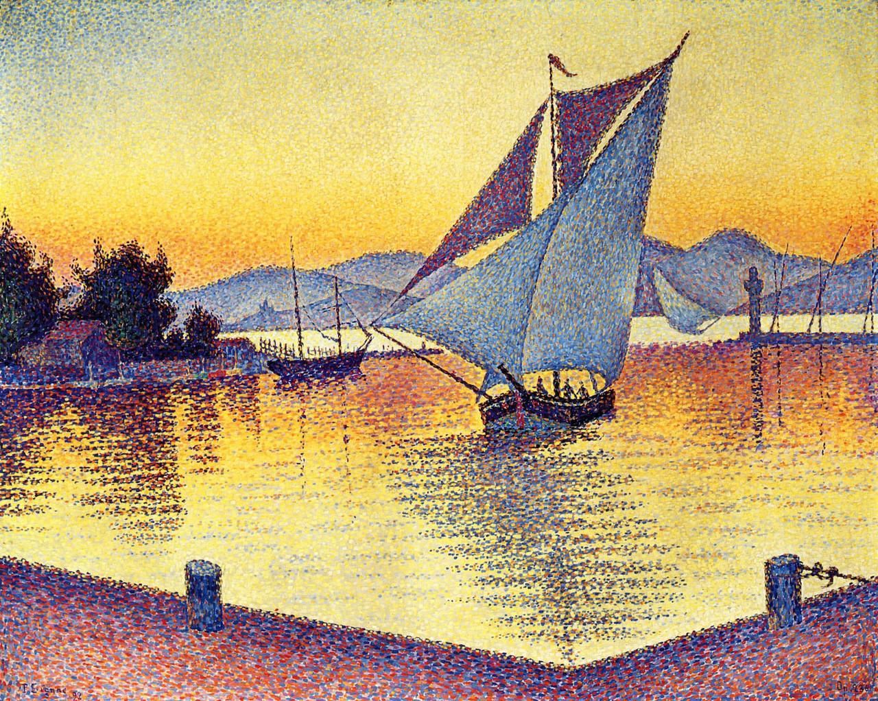 Saint Tropez, The Port At Sunset By Paul Signac Print or Painting