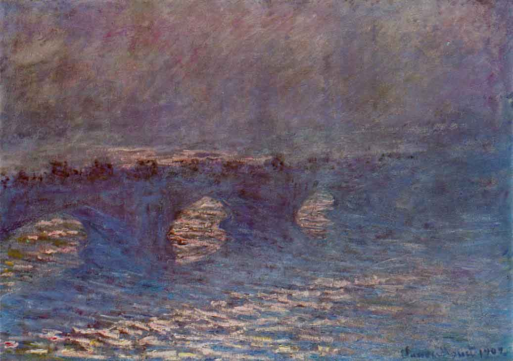 Waterloo Bridge, Effect Of Sun In The Mist By Claude Oscar Monet