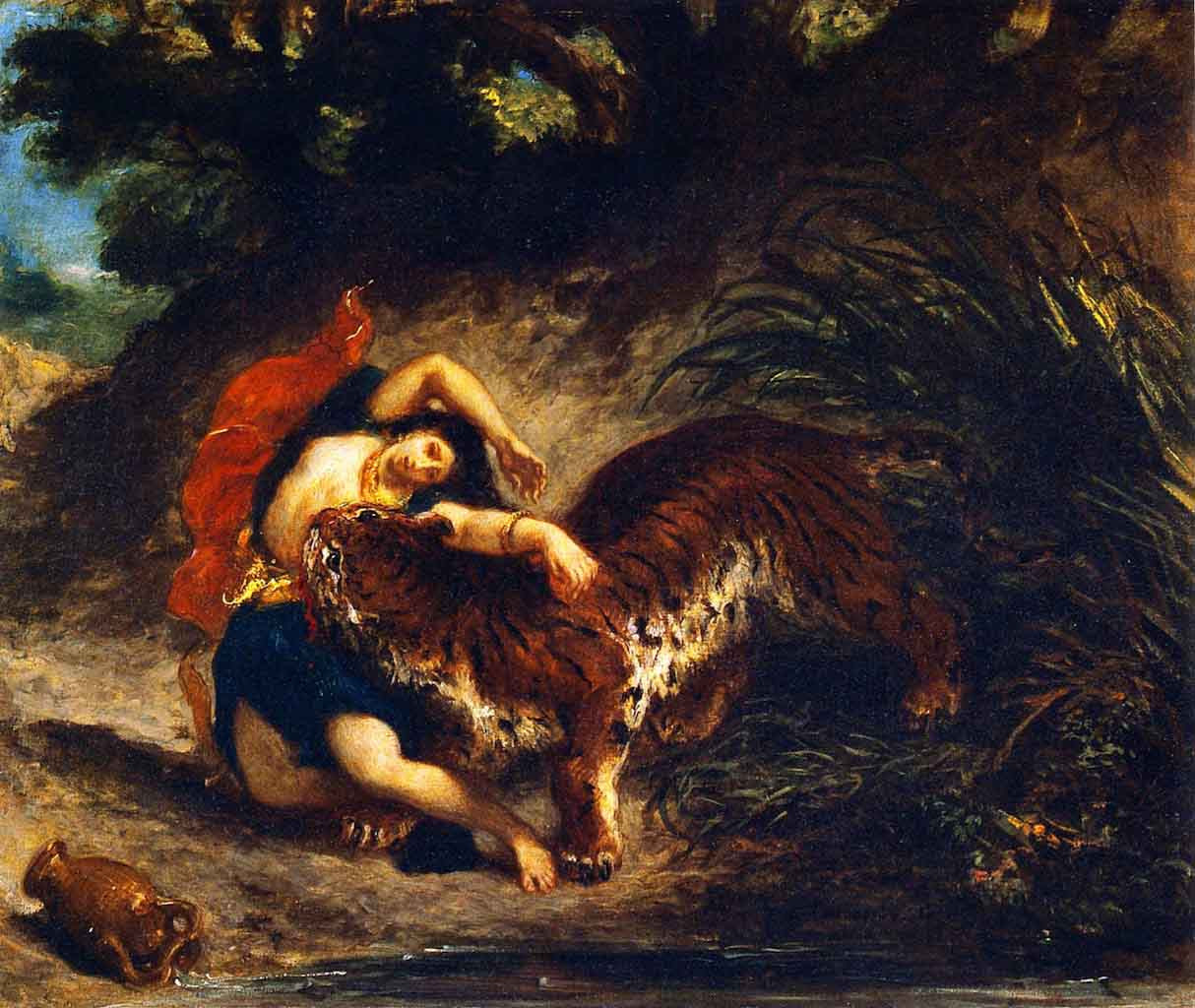 Young Woman Attacked By A Tiger By Eugene Delacroix Print or
