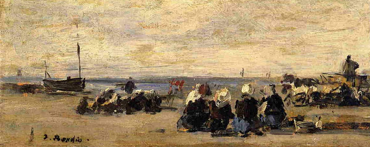 Fishwomen At Berck By Eugene Louis Boudin Art Reproduction from