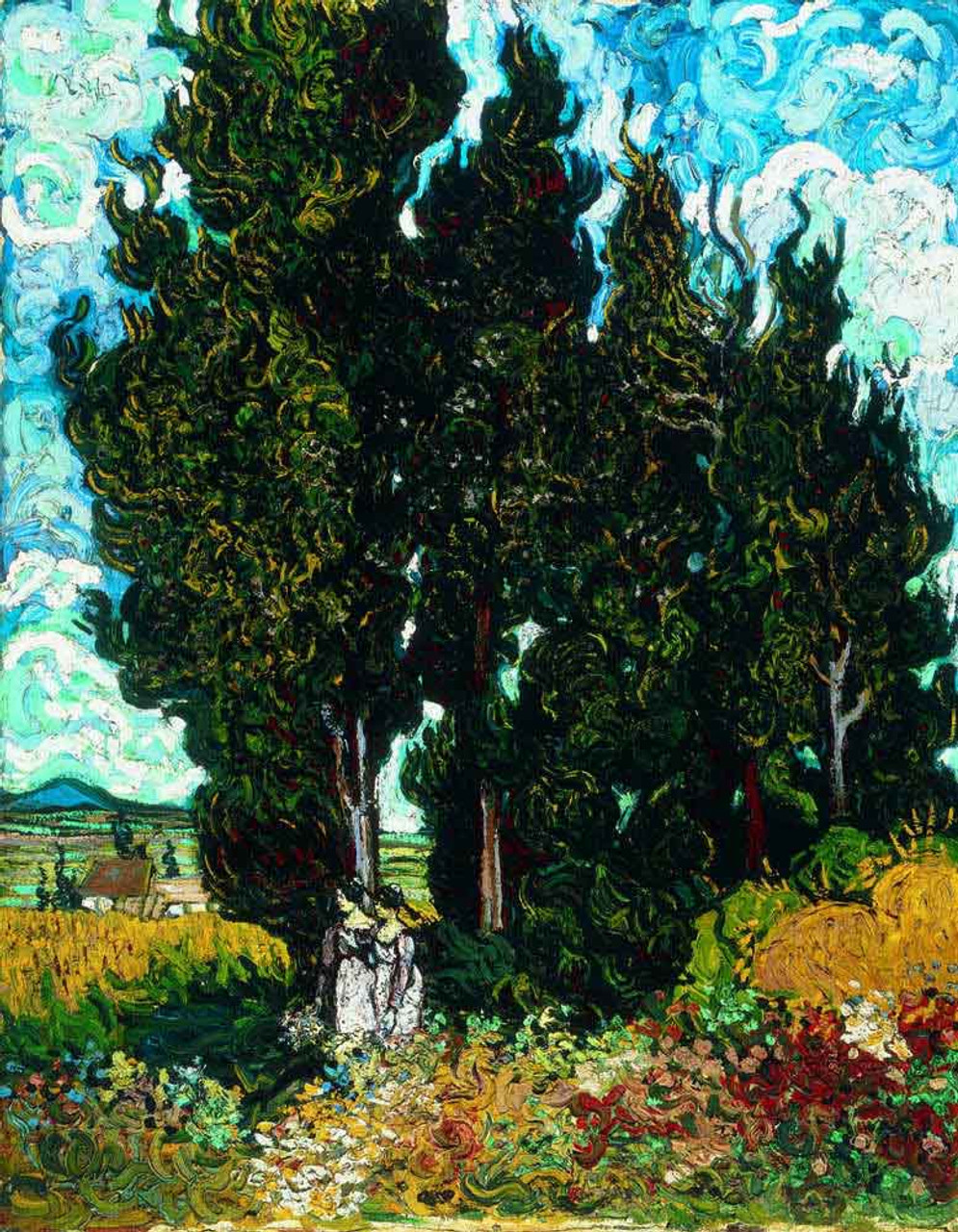 Cypresses With Two Women By Vincent Van Gogh Art Reproduction From Cutler Miles