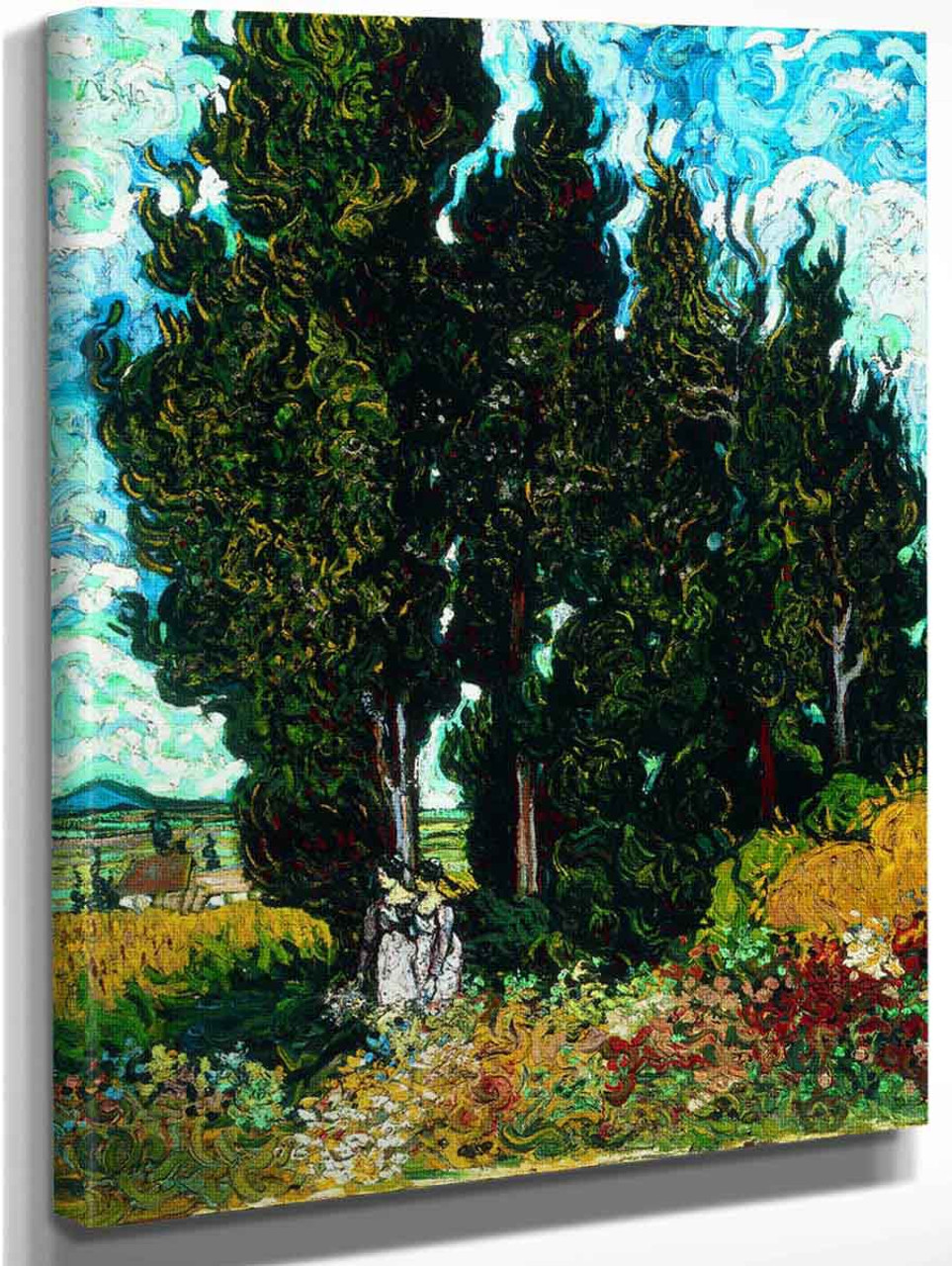 Cypresses With Two Women By Vincent Van Gogh Art Reproduction From Cutler Miles