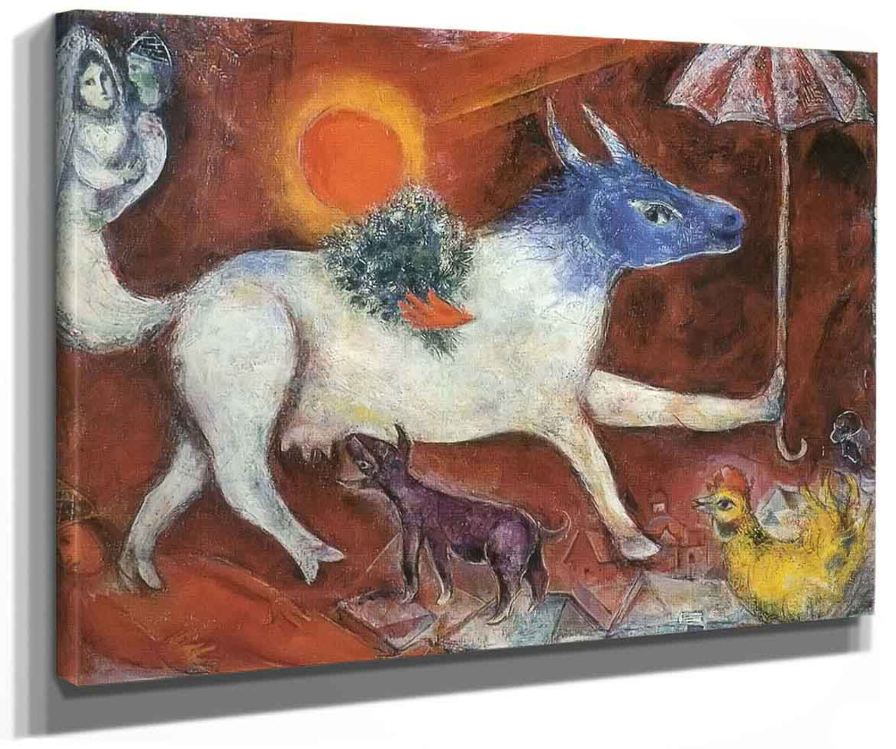Cow With Parasol By Marc Chagall Art Reproduction.