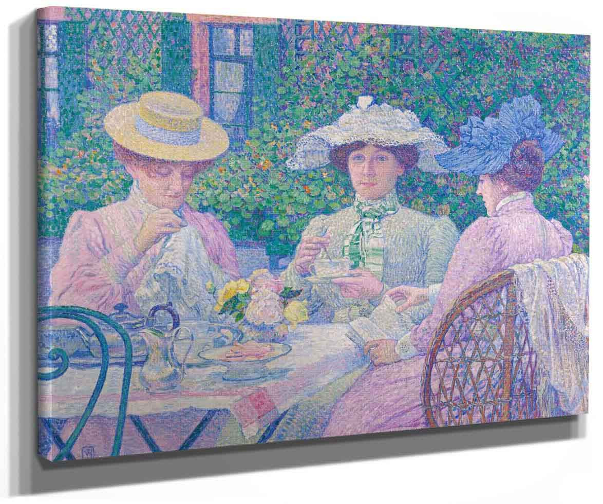 Theo van Rysselberghe、FLANDRE、海外版超希少レゾネ Tea In The Garden By Theo Van Rysselberghe Art Reproduction.
