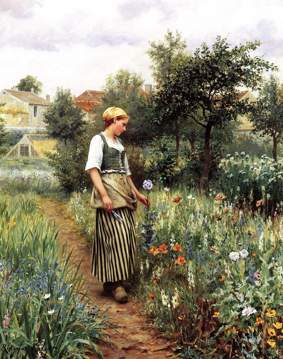 In The Garden By Daniel Ridgway Knight Art Reproduction from