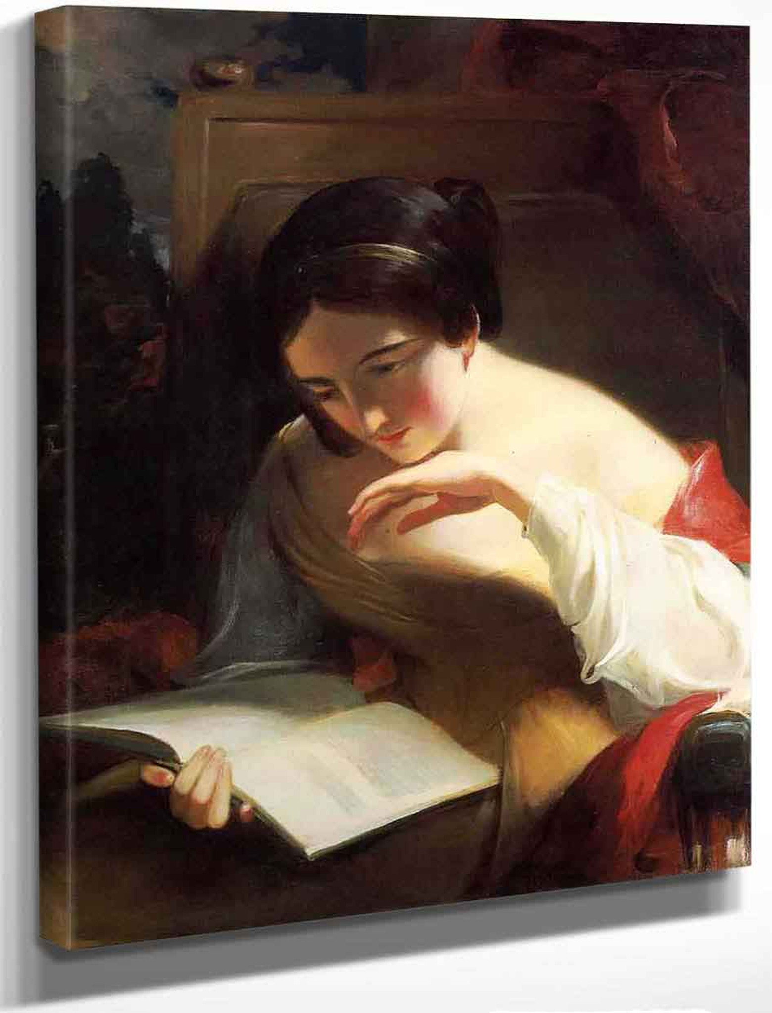 Portrait Of A Girl Reading By Thomas Sully Reproduction