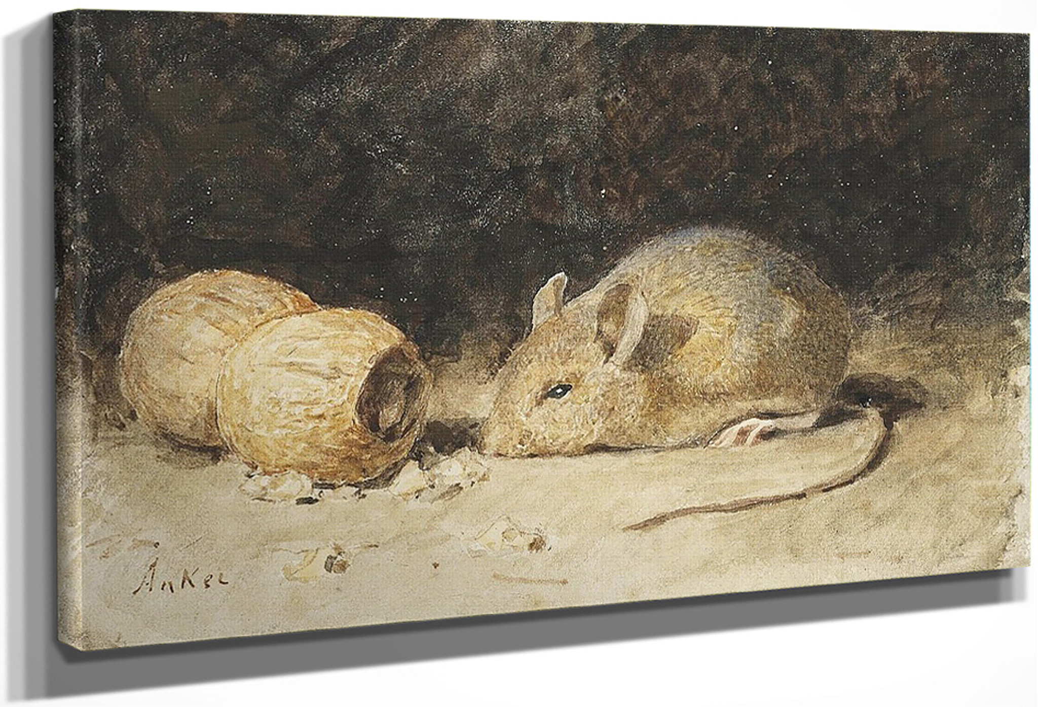 A Mouse With A Peanut By Albert Anker Print Or Oil Painting