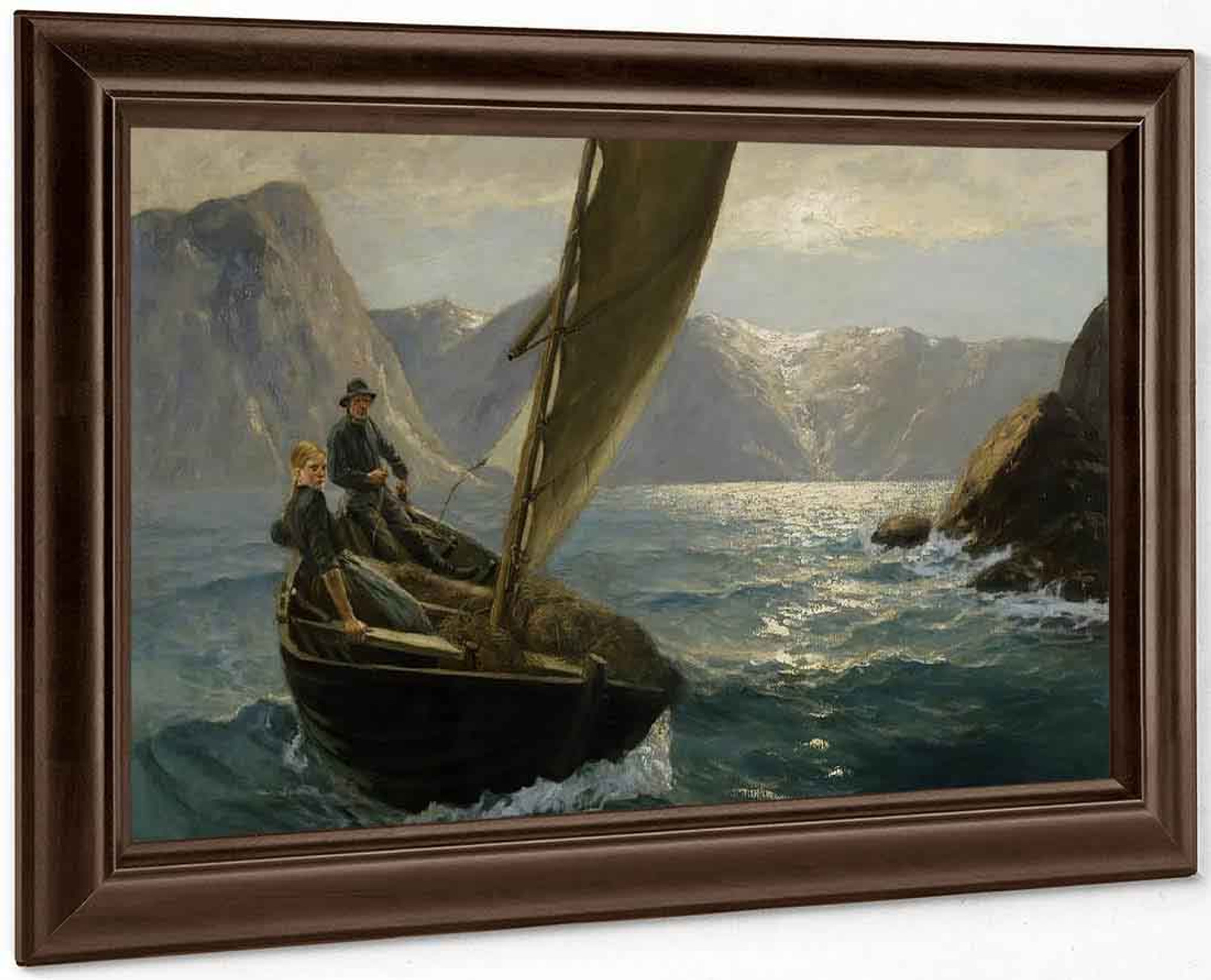 Crossing The Ford By Hans Dahl Print Or Oil Painting Reproduction