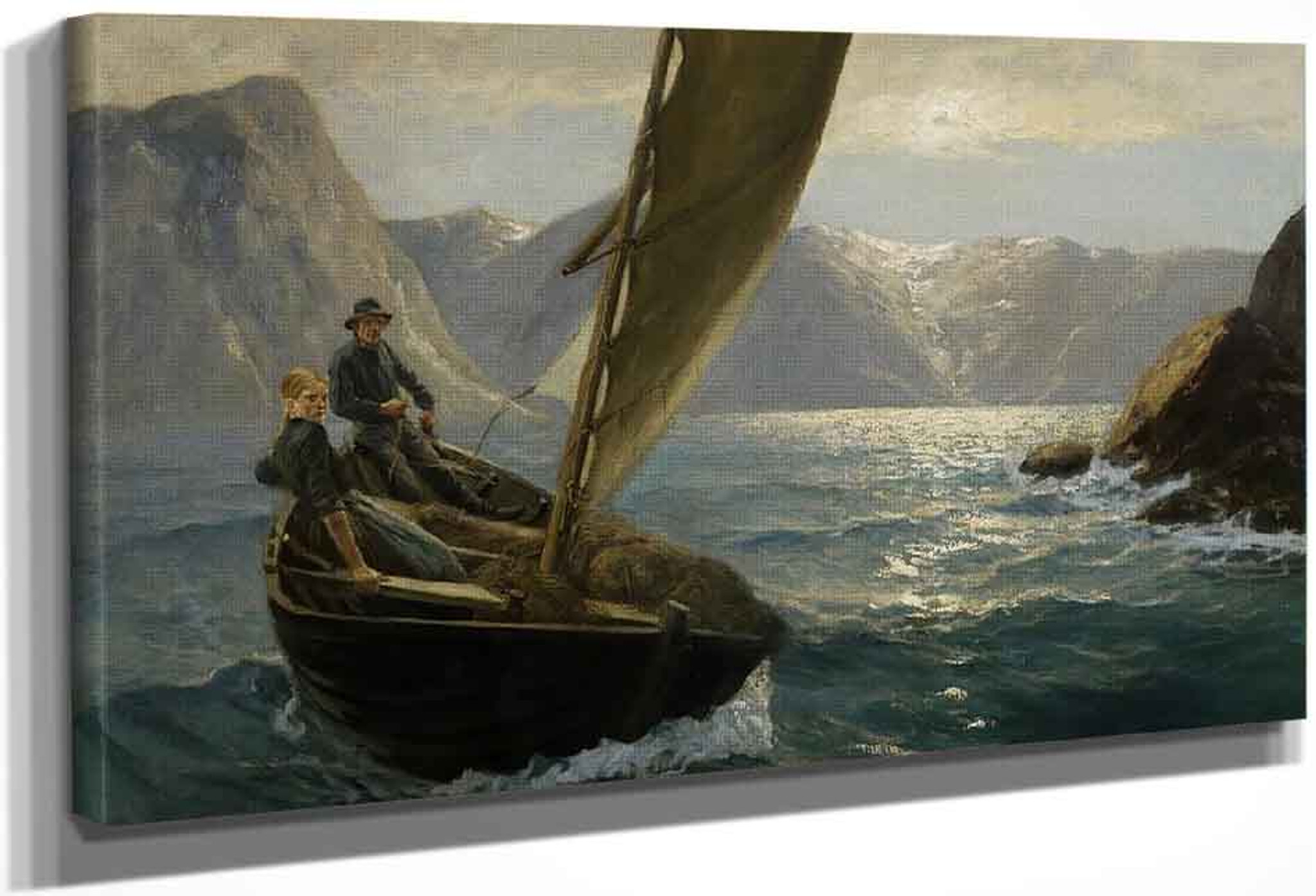 Crossing The Ford By Hans Dahl Print Or Oil Painting Reproduction