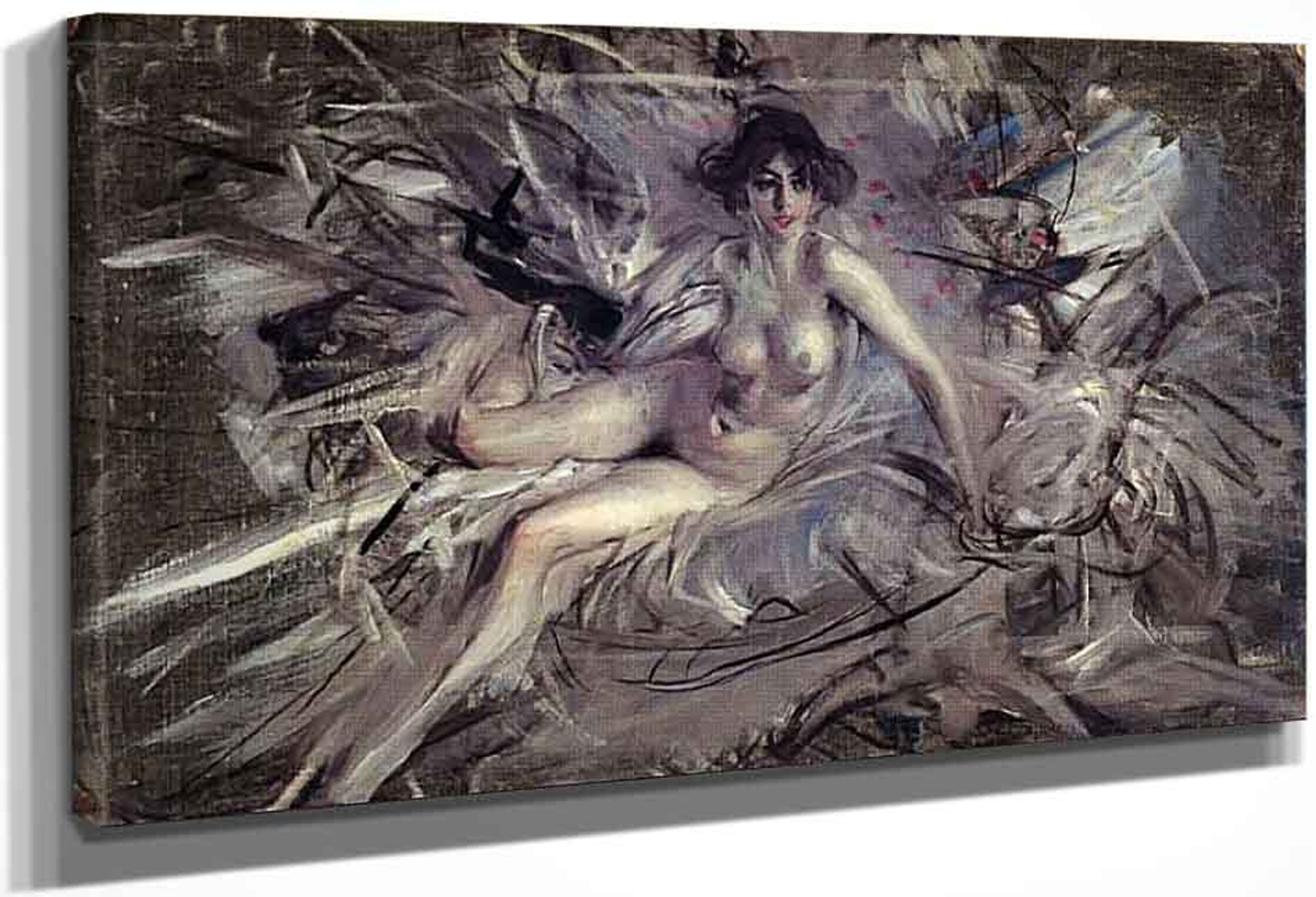 Nude Young Lady On Couch By Giovanni Boldini Print Or Oil Painting