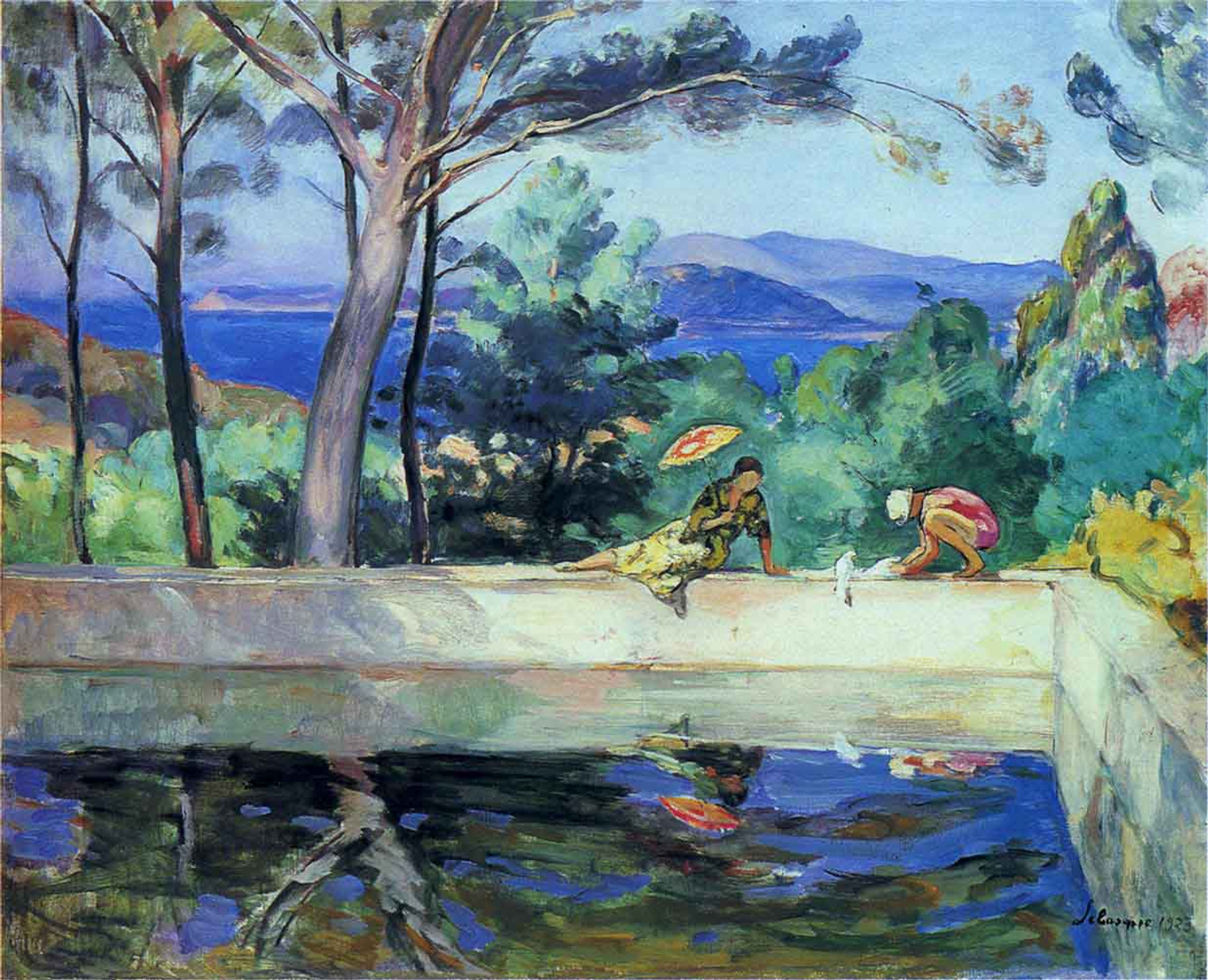 Blue Reflection In The Fountain At Pradet By Henri Lebasque Print ...