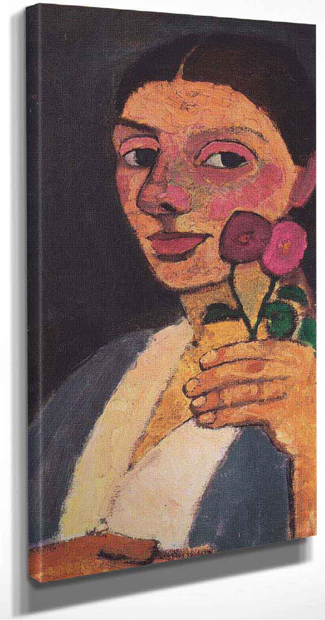 Self Portrait With Two Flowers By Paula Modersohn Becker Print Or