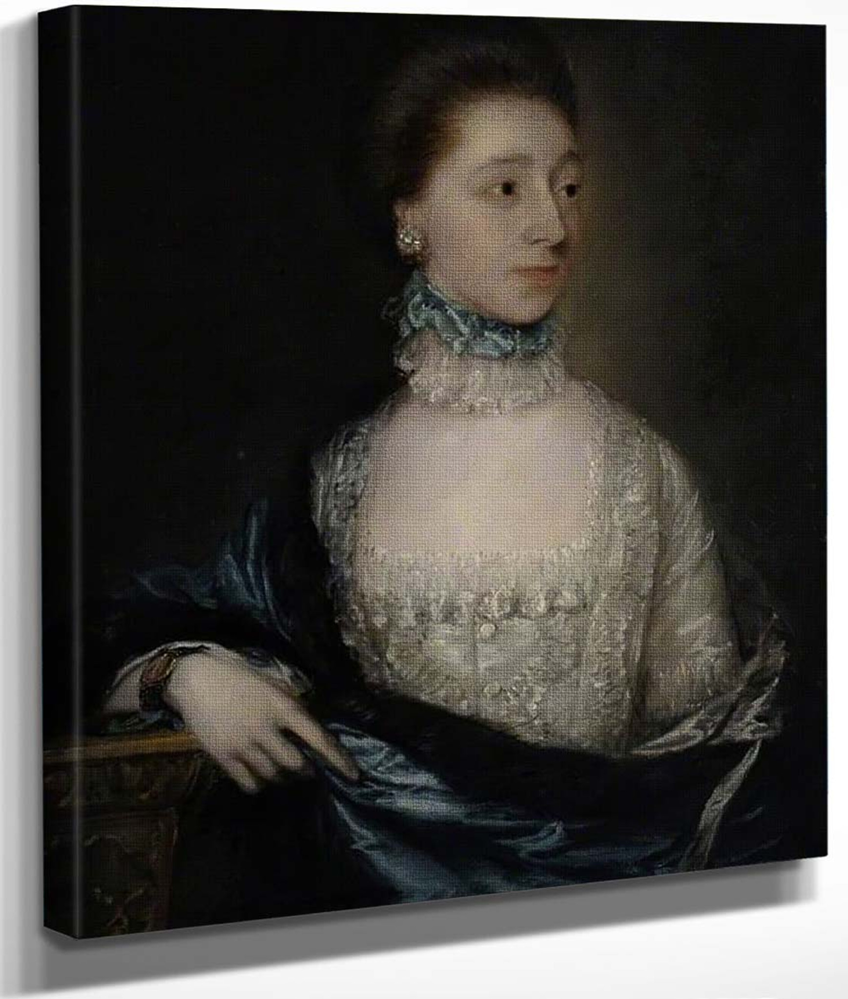 Portrait Of An Unknown Lady With A Blue Cloak By Thomas