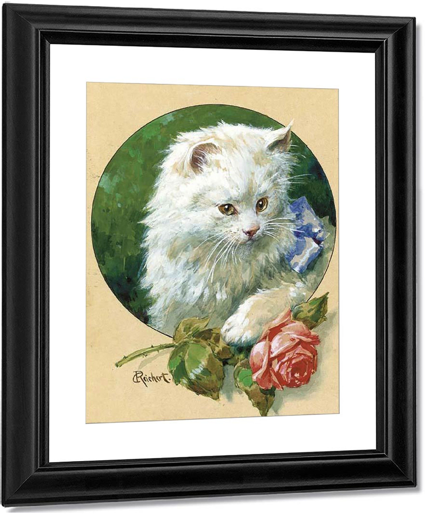 Cat And Rose By Carl Reichert Art Reproduction From Cutler Miles