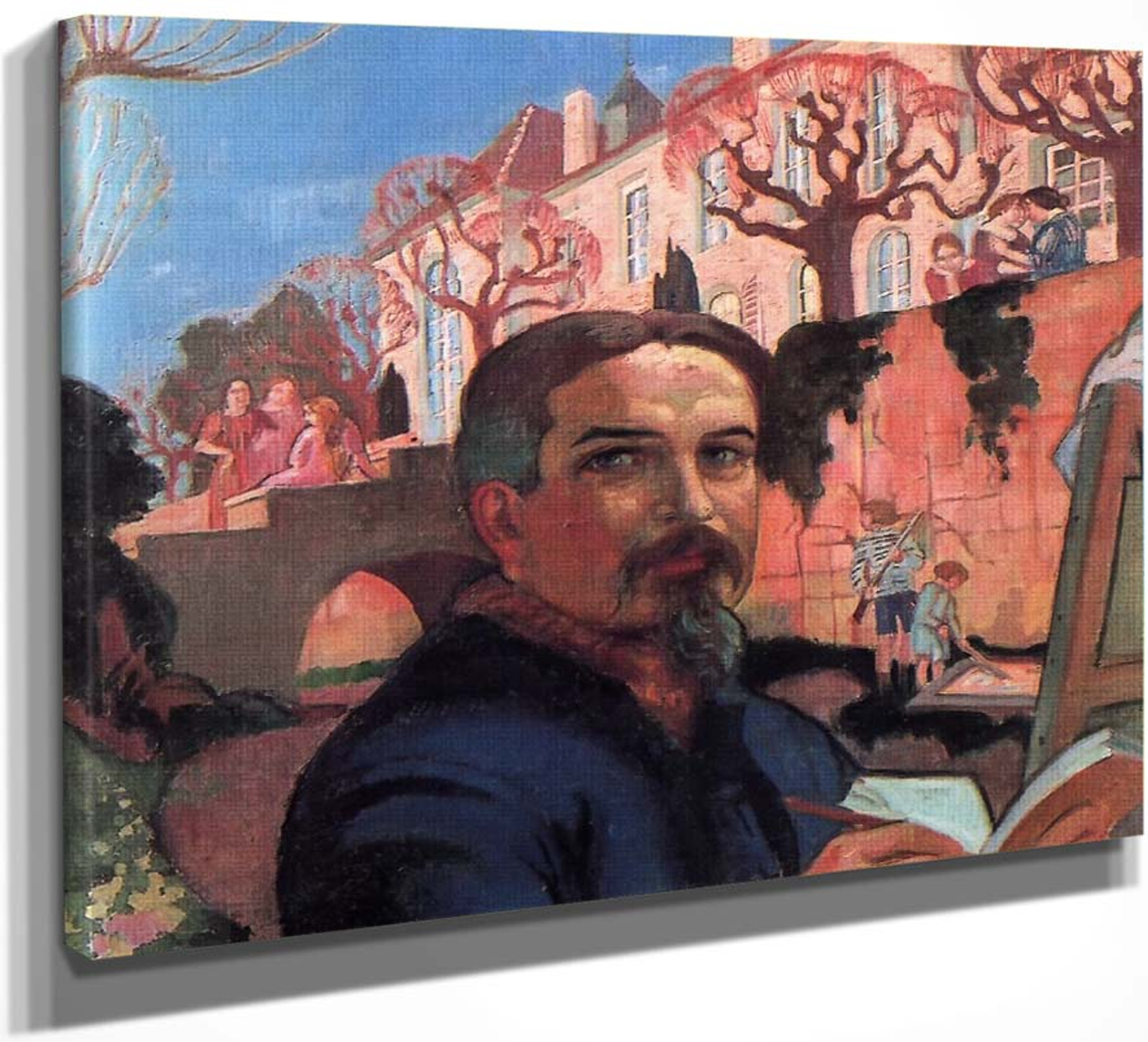 Self Portrait With His Family In Front Of Their House By Maurice