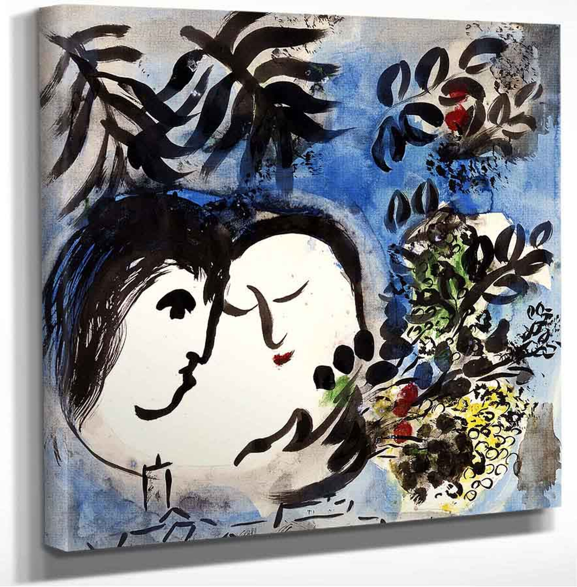 Pair Of Lovers With Flowers 1954 55 Marc Chagall Print Or Oil