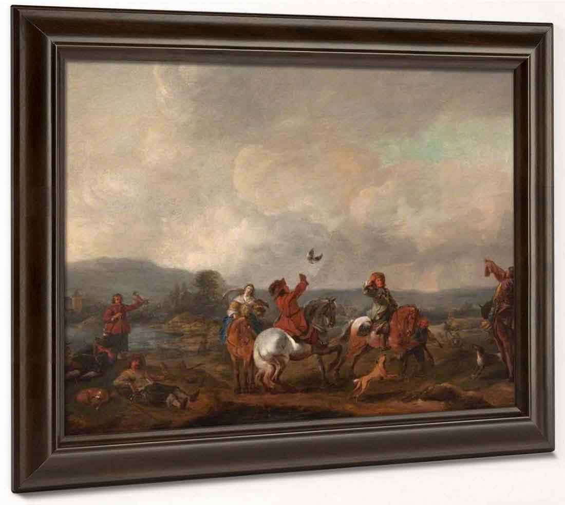 Landscape With Falconers By Philips Wouwerman Dutch 1619 1668 Print or